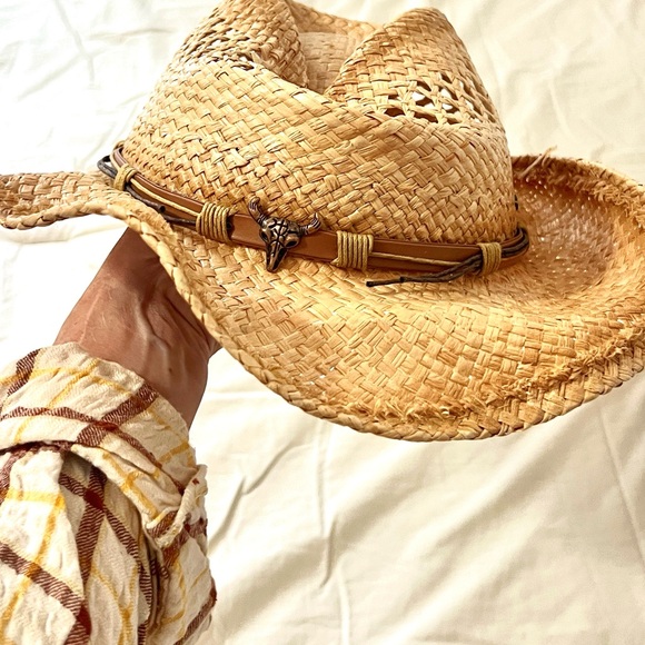 Tidal Tom Straw Cowboy Sun Hat UPF50+ Woman’s Woven Vented Western Tan,Size M/L - Picture 4 of 9